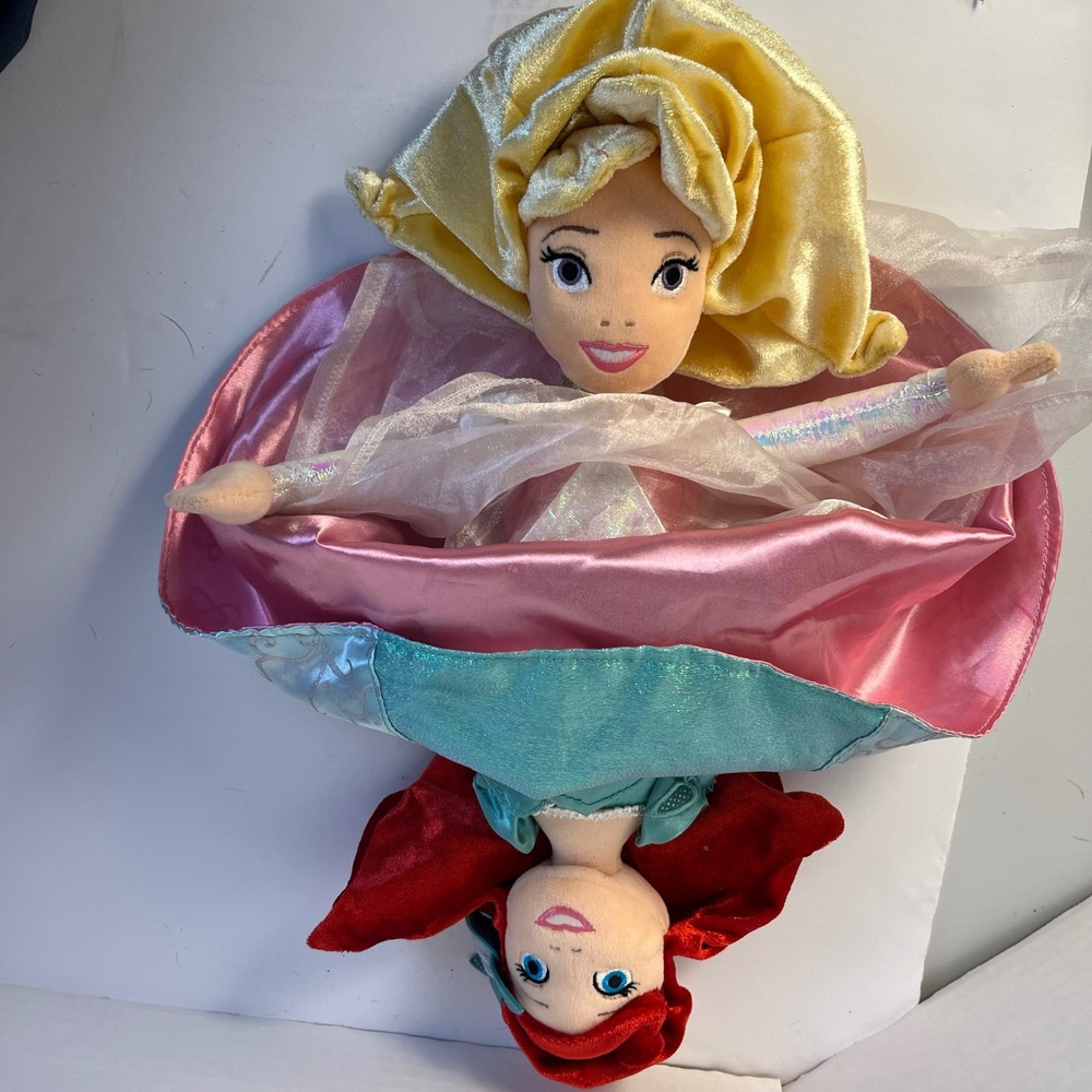 Disney Parks Ariel and Aurora Flip Plush 2-in-1 Princess Doll 14 Inch